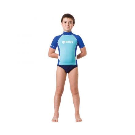 Mares Rash Guard Junior Short Sleeve Wetsuit - Blue, Size Medium (10-11 Years)