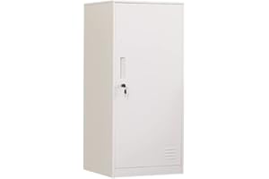 DAYTOYS 1 Door Metal Vertical Storage Locker for Kids Bedroom, Children Room, School, Office, Home,Stackable Steel Storage Cabinet for Toys, Clothes & Sports Equipment,Anti-Falling Device. (1D,White)