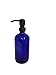Industrial Rewind 16oz Cobalt Blue Glass Refillable Body Lotion Dispenser with Black Metal Pump Dispenser/Liquid Hand Soap Dispenser
