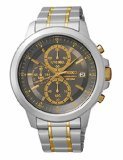Seiko Chronograph Two Tone Stainless Steel Grey Dial Men's Watch SKS449