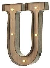 Wood Marque Sign Letter U Light Up Battery operated 14" Tall Sign