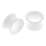 Skinny Gauges Pair of Thin White Silicone flexi Tunnels 0G / 8mm Length By Eg Gifts
