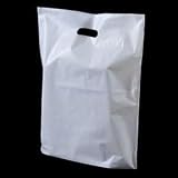 Sabco White Patch Handle Carrier Bags Heavy Duty Plastic Shopping Bags 15x18" view 1