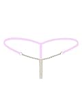 FasiCat Panties for Women Pearls Thongs G-Strings Stretchy Lace Tangas One Size Lightpink