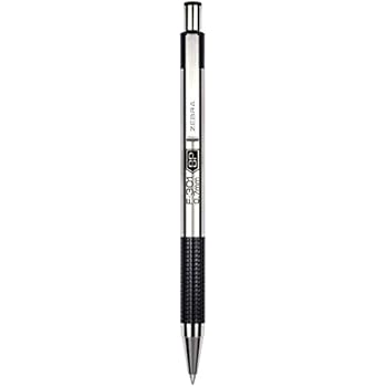 Zebra F-301 Ballpoint Stainless Steel Retractable Pen, Fine Point, 0.7mm, Black Ink, 2-Count