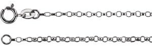 14K White Gold 1.5mm Hollow Belcher Rolo 18 Inch Chain