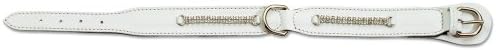 Petego La Cinopelca Padded Leather Dog Collar with Crystals, White, 5/8 Inches, Fits 9 Inches to 11 Inches