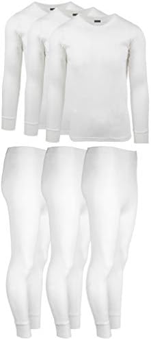 Andrew ScottMens 2 Piece & 6 Piece Base Layer Long Sleeve + Long Pant Thermal Underwear Set (1 & 3 Pack Mix Match Options)