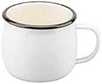 Enamel Mug with Green Rim, Camping Coffee Tea Cup with Tree Pattern and WILD FREE Character Design, Great or Outdoor or Picnic (6.6oz 350ml) (White)
