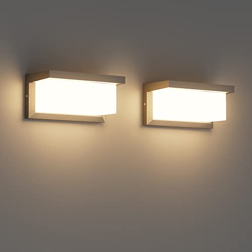 Klighten 2 x Outdoor LED Wall Sconces, 24W 3000K, IP65 Waterproof Indoor/Outdoor Wall Light Rectangular Aluminum Wall Light for Driveway, Garden, Patio, Etc, Anthrazit…