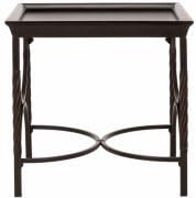 SVH Owen End Table, Dark Walnut, With pine wood top finished, and airy antique pewter metal base and sides supported by rope twist metal legs, practical and functional as it is good looking.