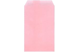 Quotidian Baby Pink Flat Small Greaseproof Paper Bags 3" x 5" (8 x 13.3cm) Pack of 100 - Party Favors Cookies Candy Snacks Do