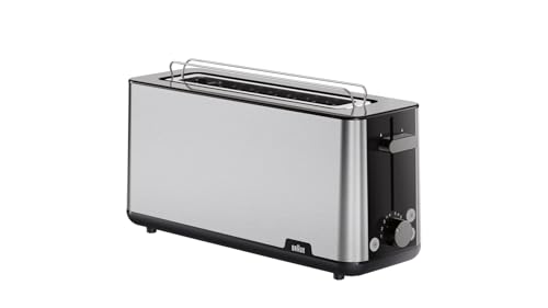 PurShine HT 1610 BK Grille-pain, fente pour pain de 25 cm, 8 niveaux de brunissement, fonction réchauffage et décongélation, grille réchauffe-viennoiseries, compartiment ramasse-miettes, 1030 W,