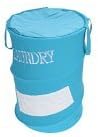 SpruceBay Foldable Round Laundry Hamper Basket with Handles and Drawstring -Fabric Closet Storage Bag - Blue -Organization with Unique Style - Keep your Laundry Room, Closet, and Home Organized