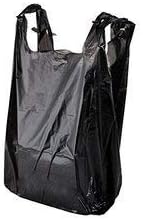 Sabco 100 Black Vest Carrier Bags 11x17x21" Heavy Duty 20mu Plastic Bags view 2