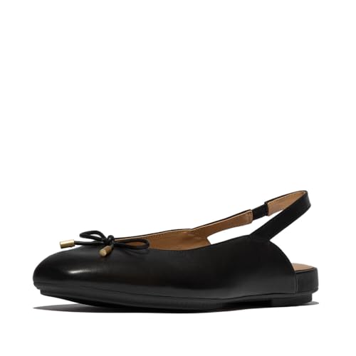 Fitflop Ballerine da Donna Delicato Bow Leather Slingbacks, Nero, 37 EU Schmal