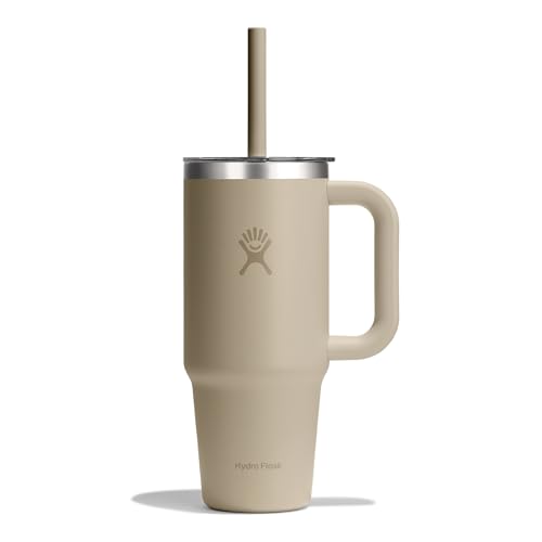 Hydro Flask – Travel Tumbler 710 ml (24 oz) with Clear Press-In Straw Lid – Acciaio Inox – Isolamento a Doppia Parete Sottovuoto – Resistente agli Schizzi – Oat
