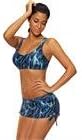 HDLTE Women Sports Padded Swimsuits Floral Bikini Sets With Boyshort Swimwear Sunsuits