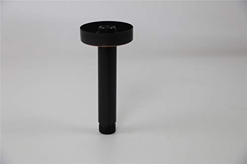Weirun Bathroom 1/2 NPT Brass 4-Inch Round Straight Shower Arm for Fixed Shower Head with Flange Ceiling Mount,Oil Rubbed Bronze - Thumbnail 4