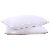 puredown Natural Goose Down Feather White Pillow Inserts for Sleeping 100% Egyptian Cotton Fabric Cover Bed Pillows Downproof Set of 2 Standard Size
