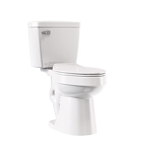 White 2piece Elongated Toilet with Standard 12in Roughin, ELLAI