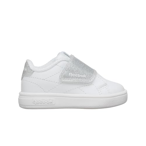 Reebok Mixte bébé Court Clean Hook & Loop Basket, White/White/Silver, 21.5 EU