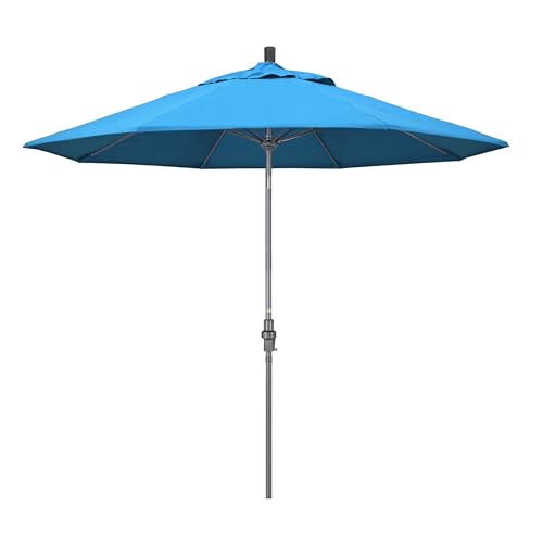 California Umbrella 9' Rd. Crank Lift, Collar Tilt, Aluminum Pole, Fiberglass R…