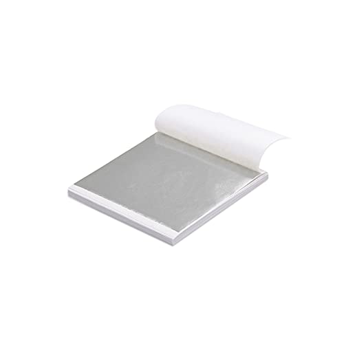 Yuegit 100 Pieces Silver Foil Sheets : Metallic Gold Foil Sheets Aluminum Foil Sheets for Craft Gilding Art Decoration Home Decoration Paintings and Furnitures 5.5X5.5 Inch (Silver)
