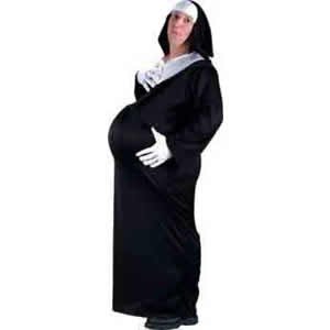 PREGNANT NUN COSTUME NOVELTY MENS WOMENS FANCY DRESS UNISEX ...