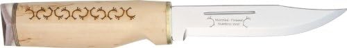 Marttiini Knives 542015 Stainless Steel Reindeer Explorer Big Game Fixed Blade Knife with Curly Birch & Reindeer Horn Handle