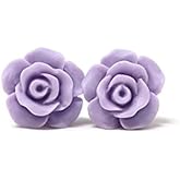 Pretty Smart Titanium Post Rose Earrings Hypoallergenic 13mm