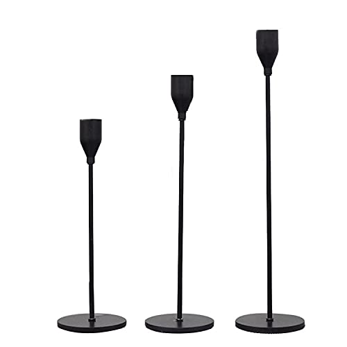 Fashionable & Custom Metal Candlestick Stand, Table Decorative Stylish Candle Holder, Black Candle Holder (Black)