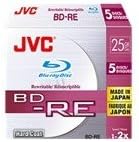 JVC BD-RE Blu-ray Discs 4x 25GB Rewritable Pack of 5 Made in Japan