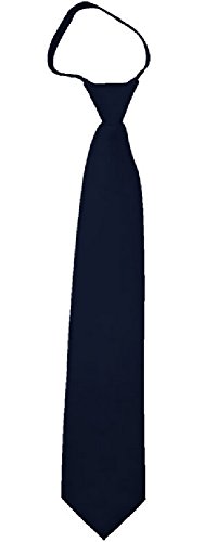 NYFASHION101 Men's Solid Color Formal Zipper Tie, Navy, 20"