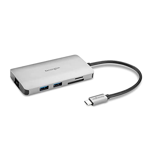 Kensington UH1400P USB-C 8-in-1 treiberloser Hub, mobiler Universal-Adapter, 8 Ports, bis zu 85W Ladeleistung, Ultra HD (Single 4K @ 60Hz) Hohe Bildaufloesung, Plug & Play, mit Kabel, K33820WW