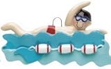 Boy Swimmer in Water Wearing Red Swimming Trunks Christmas Ornament Decoration