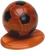 Classic Jigsaw 3D Soccer Ball Hand-Crafted Wooden Puzzle on a Stand, Brain Teaser, Gift Boxed