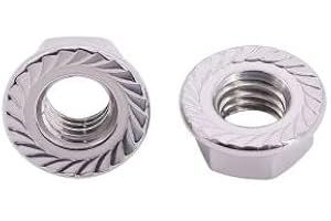AOESIN M12-1.75 (10 Pcs) Serrated Flange Nuts, Hex Nuts, Hexagon Head Nuts with Serrated Flange Washer, 304 Stainless Steel 18/8, DIN6923