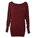 ZJ Clothes Plus Size Women Long Sleeve Off Shoulder Plain Batwing Tunic Top