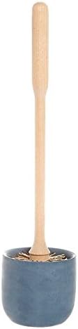 Iris Hantverk Birch Wood Toilet Brush and Soft Concrete Cup in Blue