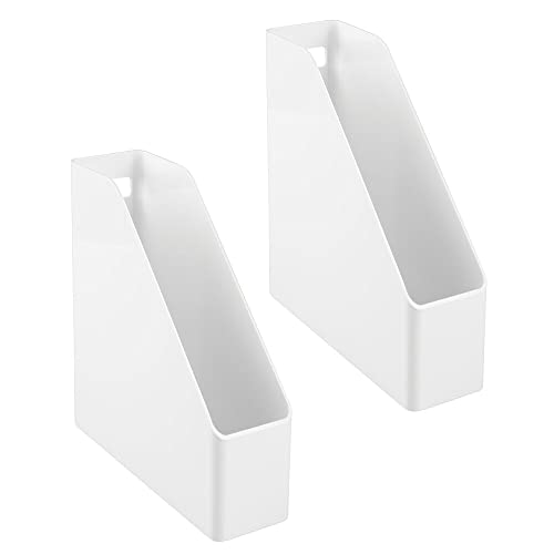 mDesign Plastic Slim Vertical File Folder Storage Organizer Bin with Handle Hold Notebooks