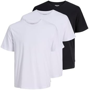 S JJEORGANIC Basic Tee SS O-Neck 3PK MP T-Shirt, Nero Confezione: 2 Bianche, 1 Nero, M Uomo