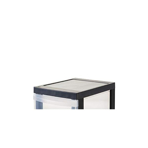 Iris Ohyama Kunststoff-Schubladenbox mit Rollen, 5 tiefen Schubladen, Schwarz, Griffe zum Ziehen, FÃ¼r Schlafzimmer, Bad, Schule & BÃ¼ro, BPA-frei, Schubladenschrank, Rollcontainer, A4 Drawer, DC-005 – Bild 5