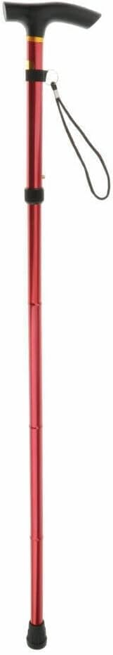 Romaxx Aluminum Metal Walking Stick Easy Extendable Adjustable Folding Collapsible Lightweight Durable Walking Cane with Comfortable Grip For Men and Women Travel Cane (Red)