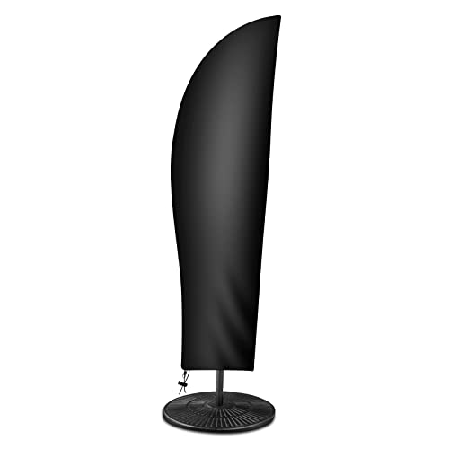 OKPOW Parasol Cover, Heavy Duty Rip Proof 600D Oxford Fabric Cantilever Parasol Covers Waterproof, Windproof, Anti-UV, Large Banana Umbrella Cover with Zip Black