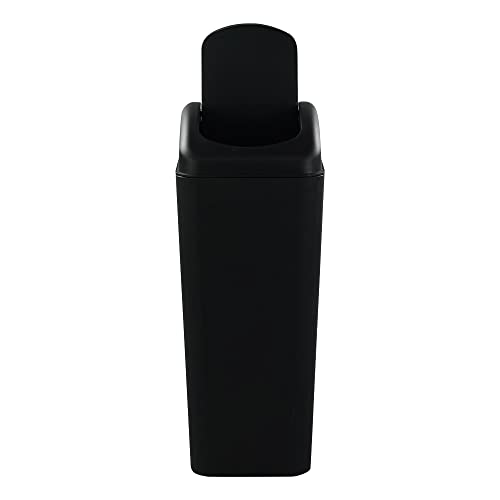 Uumitty 14 Litre Plastic Trash Can, Swing Top Garbage Can, Black, 1