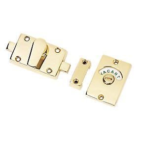IRONMONGERY WORLD® Vacant, Engaged, Toilet, Bathroom Door Lock Indicator Bolt in 2 FINISHES (Polished Brass)