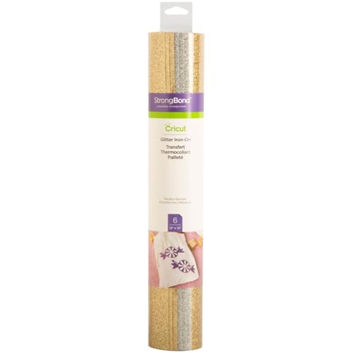 Cricut Glitter Iron-On Sampler, Metallics, 12 x 12