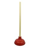 Heavy Duty Force Cup Rubber Toilet Plunger With A Long Wooden Handle to Fix Clogged Toilets and Drains By Golden Merchandise