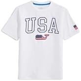 vineyard vines Boys USA Short Sleeve Performance T-Shirt, White, Large (16)